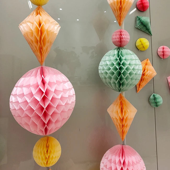 Honeycomb Tissue Paper Decoration Ball 3" Round for Graduation Valentine's Day Thanksgiving & Father's Day Party Decorations