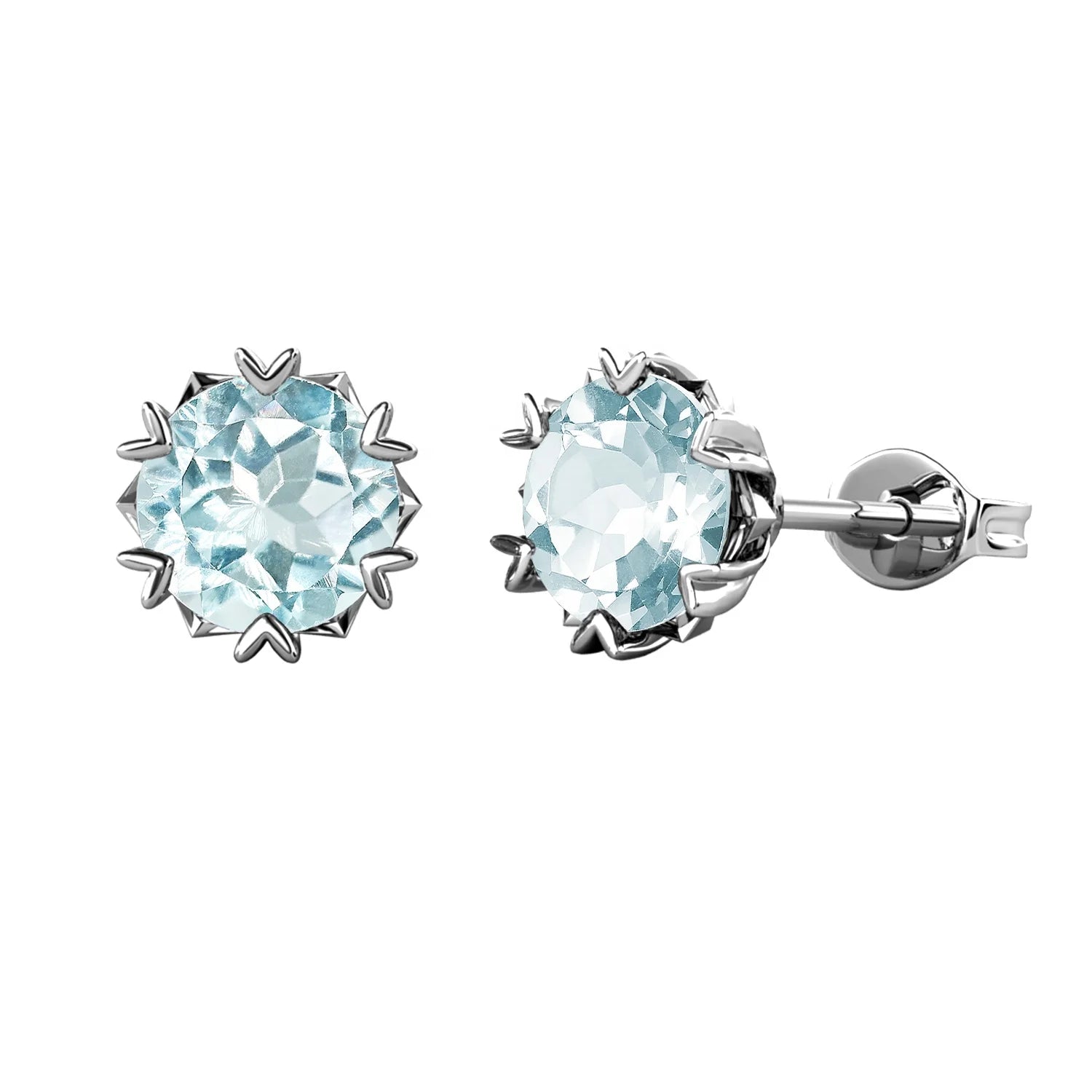 New Arrival Beautiful Gemstone Jewelry 925 Sterling Silver Blue Topaz Heart Solitaire Stud Earrings for Women Destiny Jewellery