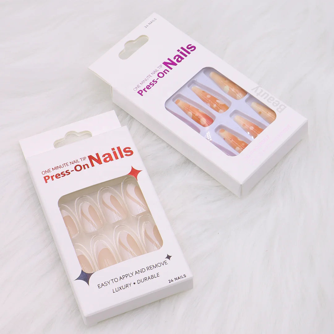 Factory Supply Custom False Nail Packaging Box with Recycled Materials Embossing Professional Press on Nails Packaging Wholesale