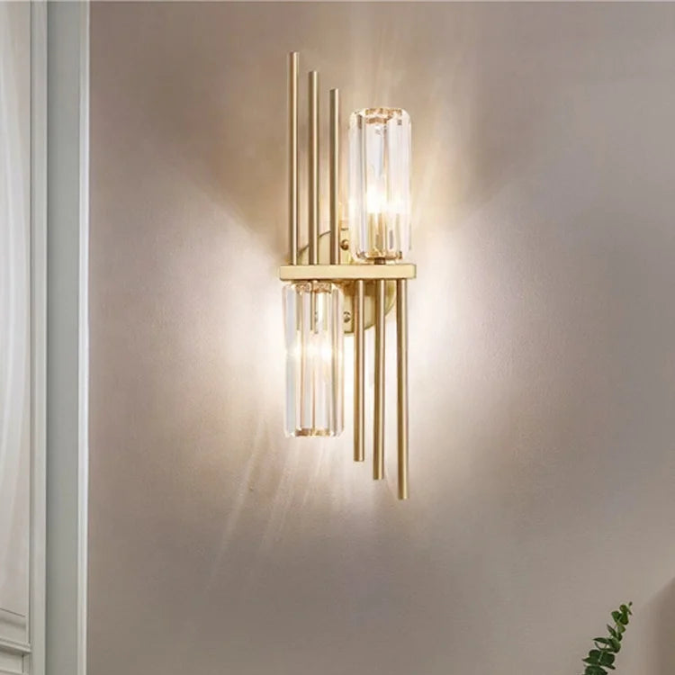 Villa Duplex Light Luxury Crystal Wall Lamp Corridor Staircase Decoration Double Head Crystal
