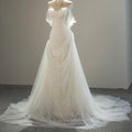 Jancember SFY225 Beautiful Off Shoulder French Lace Tulle Fabric Wedding Gown Dresses