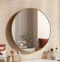 Modern Minimalist Round Wall Mirror Thin Gold Metal Frame Decorative Circular Mirror for Home Living Room Bedroom Decor