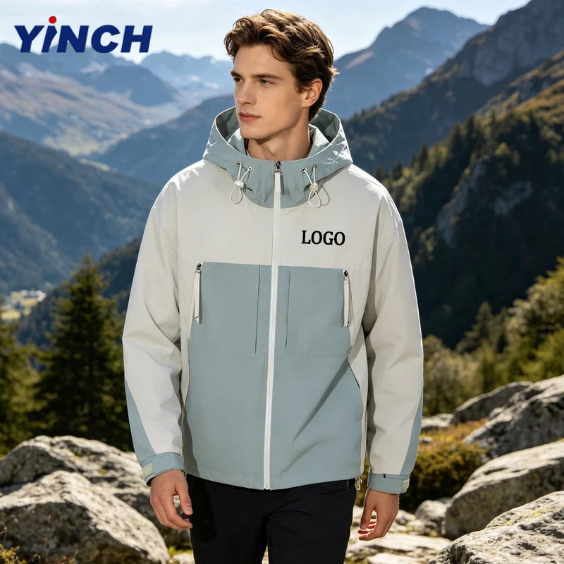 LAYENNE Factory Wholesale Fashionable Polyester Waterproof Custom Label Zip-Up Outdoor Jacket Men's Sports Jacket with Hooded