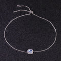 Wholesale Fine Jewelry Cz Square Halo 925 Sterling Silver Natural Moonstone Link Chain Charm Bracelet Anklets for Women