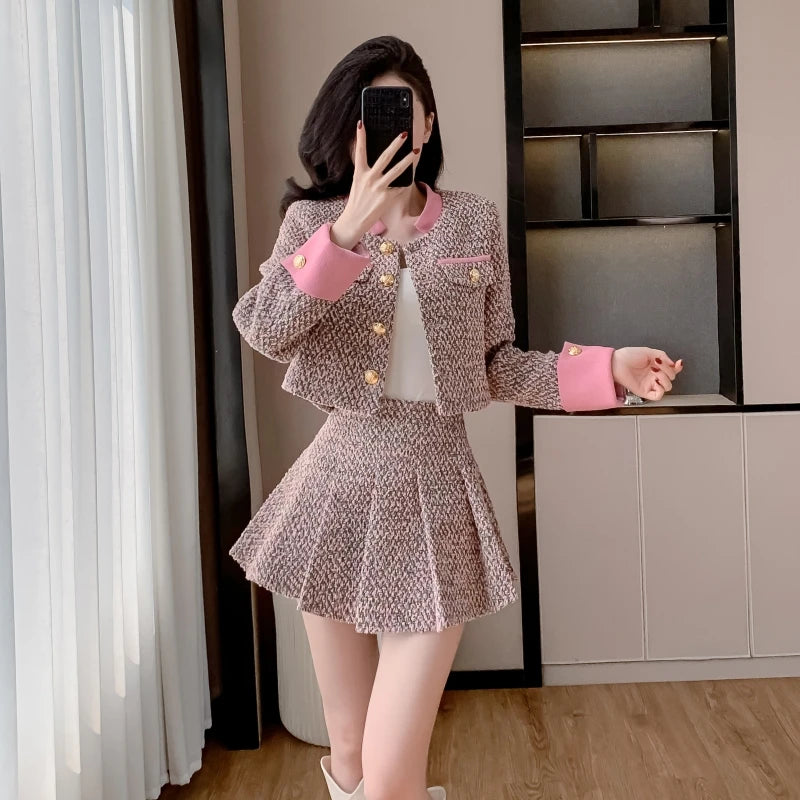 Fall Casual 2 Piece Set for Women Top And High Waist Patchwork Set Clothing Wholesale