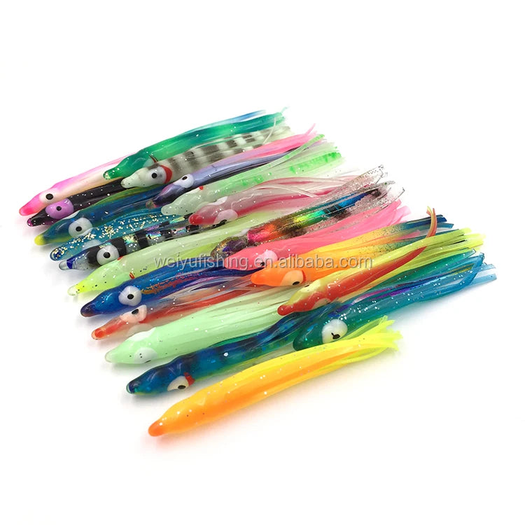 Wholesale 2.5inch Soft Plastic Octopus Jig Skirts Printed Squid Lures for River Lake Stream Fishing Lures