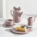 Fine Bone China Bowknot Designs 6 Pieces Tea Pot Cup Saucer Set Ceramic Tea Set MegaBDM
