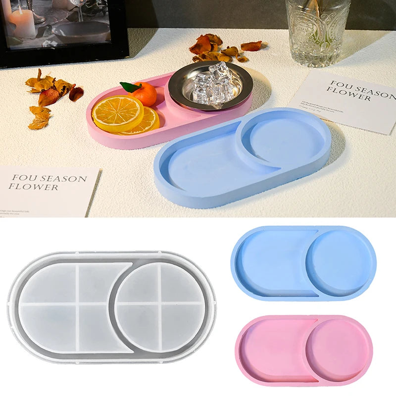 Early Riser DIY Tray Resin Mould Oval Plate Jewelry Storage Mould Silicone Mould Resin Casting Molds for Office Home Decoration