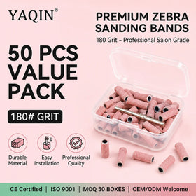 Yaqin OEM ODM Pink Band Sanding Zebra Manicure Mandrel Bit Custom Logo 50pcs Box Package Nail Sanding Bands