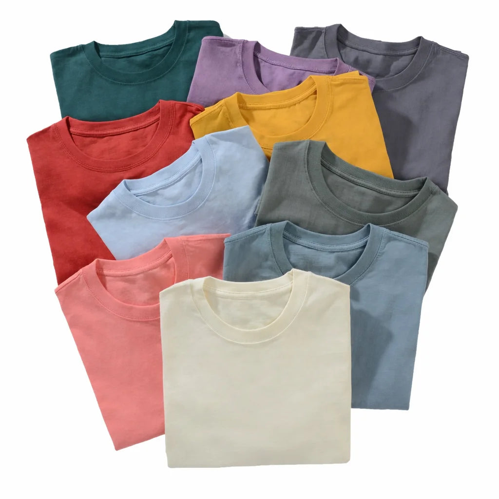Bangladesh CN Factory Price Custom Logo Embroidery 250G Heavyweight 100% Combed Cotton Men's Oversized Solid Color T Shirt MegaBDM