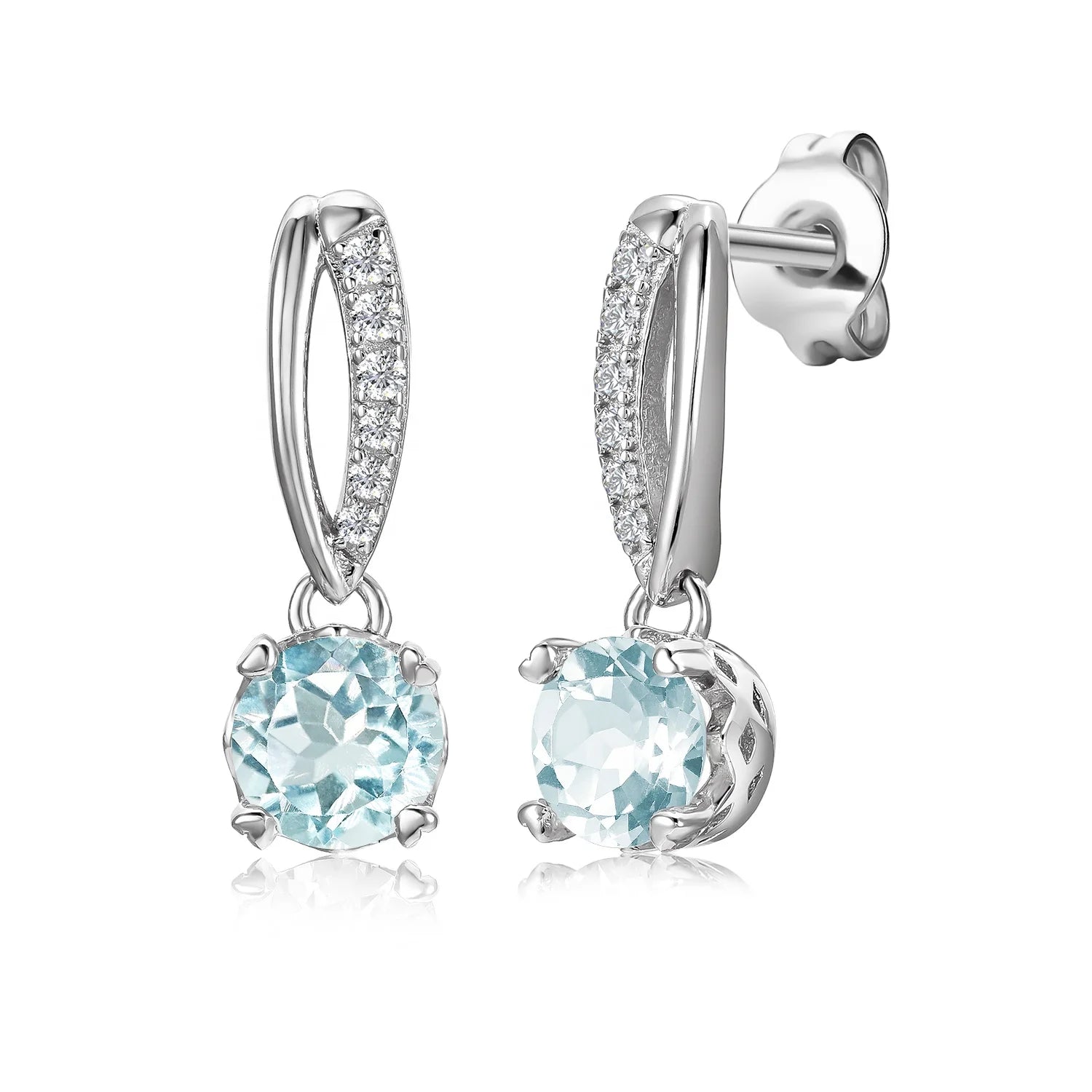 Hypoallergenic 925 Sterling Silver Natural Gemstone Blue Topaz Drop Earrings High Quality Jewelry for Women Destiny Jewellery