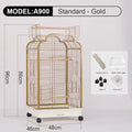 Sturdy Parrot Cage Bird Cage Made of Metal with Mobile Wheels Support Stand and Convenient Feeding Door for Pet Cages Pet House MegaBDM