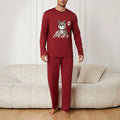 Wholesale Daily Men 2 Piece Sleepwear Set Leisure Long Sleeve Night Wear Cute Cartoon Bear Print Pajamas Set