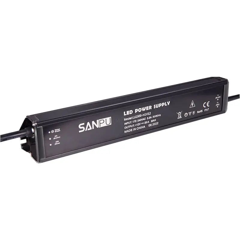 300W Slim Waterproof IP67 Outdoor LED Driver AC-DC Transfer 12V 24V Single 2-Year Warranty CE ROHS Certified Aluminum Case