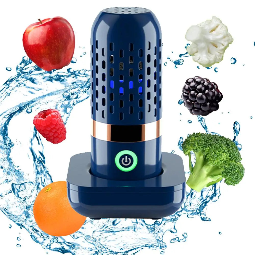 Vegetable and Fruit Cleaning Machine, Fruit and Vegetable Washer, Fruit Cleaner, Fruit Purifier, Waterproof Fruit Cleaning Device Using Oh Ion Purification Technology, 250 Minutes of Working Time and Wireless Charging, for Cleaning Fruits, Grains, and Mea