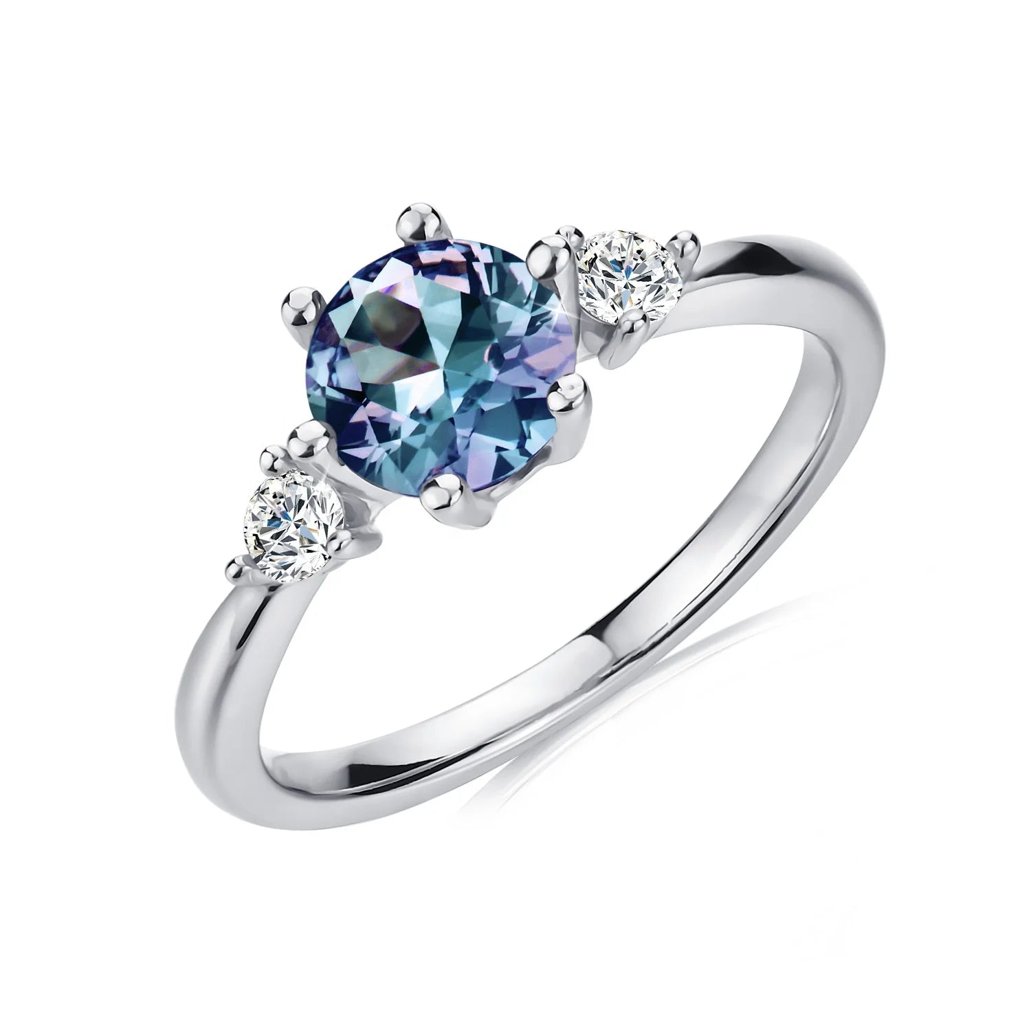 New Silver 925 Gemstone Jewelry  Round Cut Lab Created Alexandrite Vintage Dainty Ring for Women Destiny Jewellery