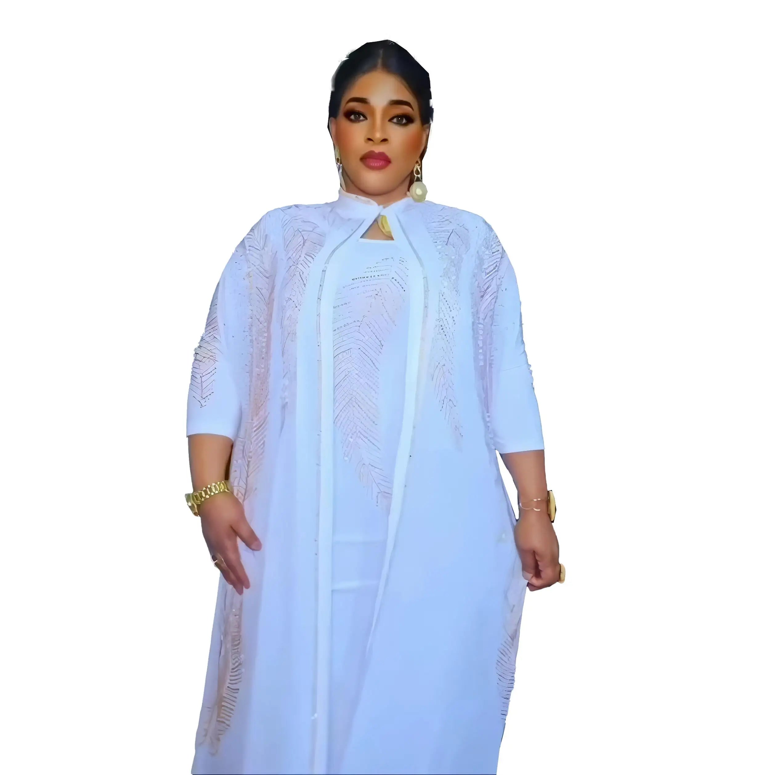 Direct Sale 2-Piece Luxurious African Fashion Dress Rhodolite Women's Church Dress Plus Size