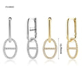 FUAMAY 925 Ohrringe Vergoldet Fancy Zirconia Geo Marine Hoop Earrings Sterling Silver Diamond U-shaped Mariner Earring