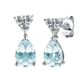 2022 New Natural Gemstone Jewelry 925 Sterling Silver Sky Blue Topaz Water Drop Stud Earrings for Women Destiny Jewellery