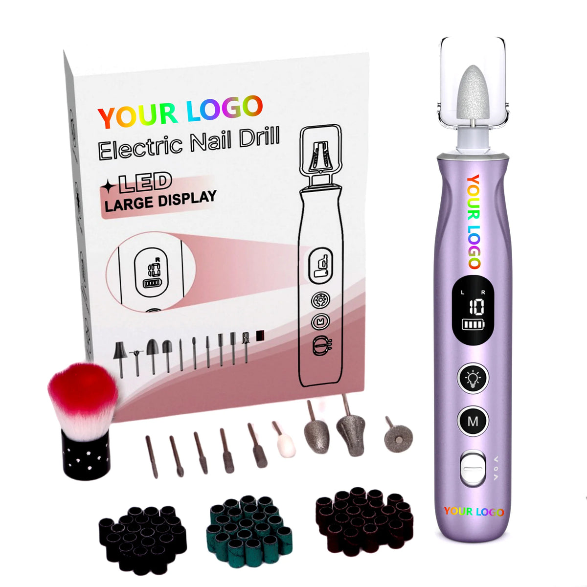 Customize logo Professional Cordless Rechargeable Desktop Portable 45000 Rpm Manicure E File Electric Nail Drill Machine MegaBDM