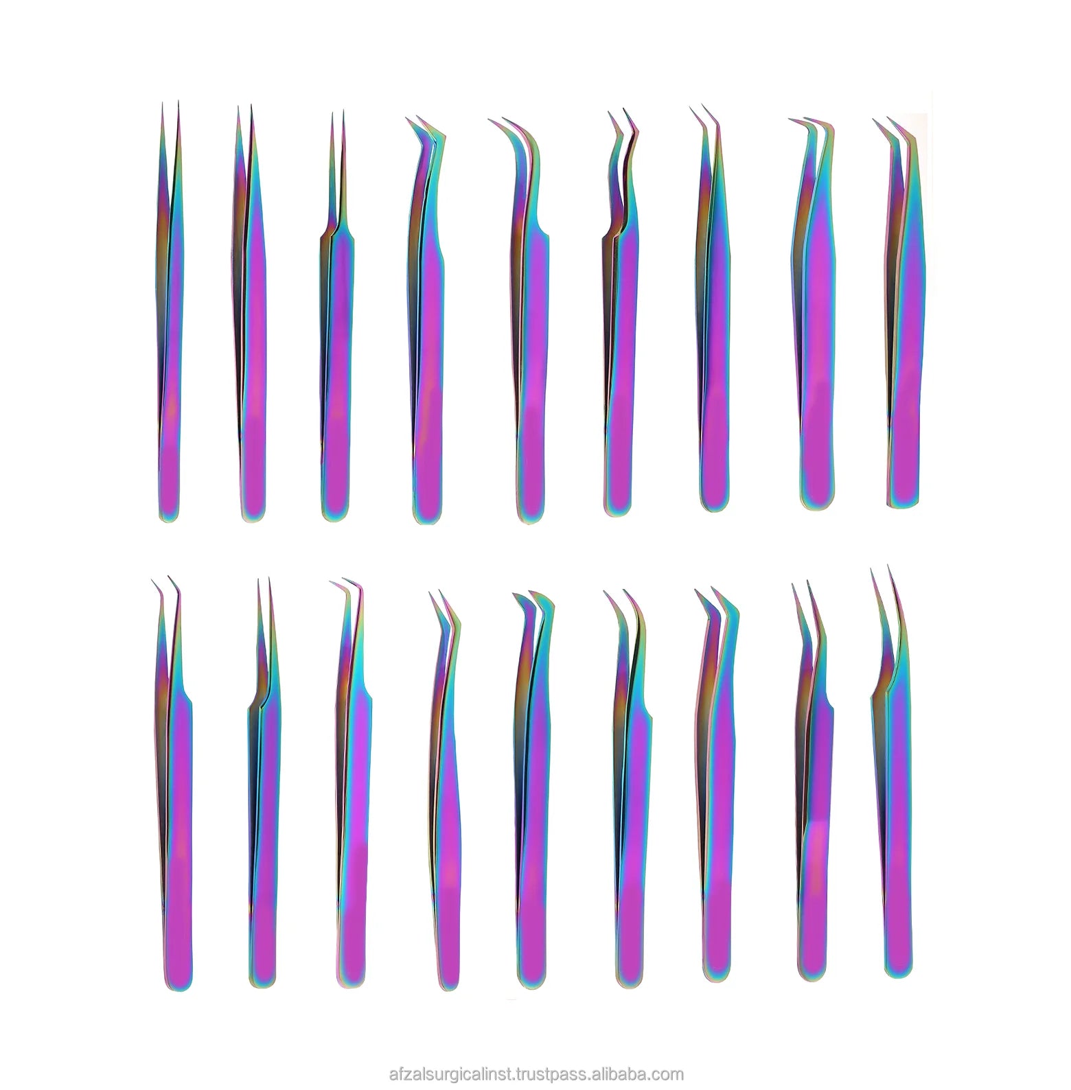 Eyelash Extension Tweezers Precision Individual Russian Volume 3D 4D 6D 8D Lash Tweezers With Eyebrows Tweezer Set rainbow