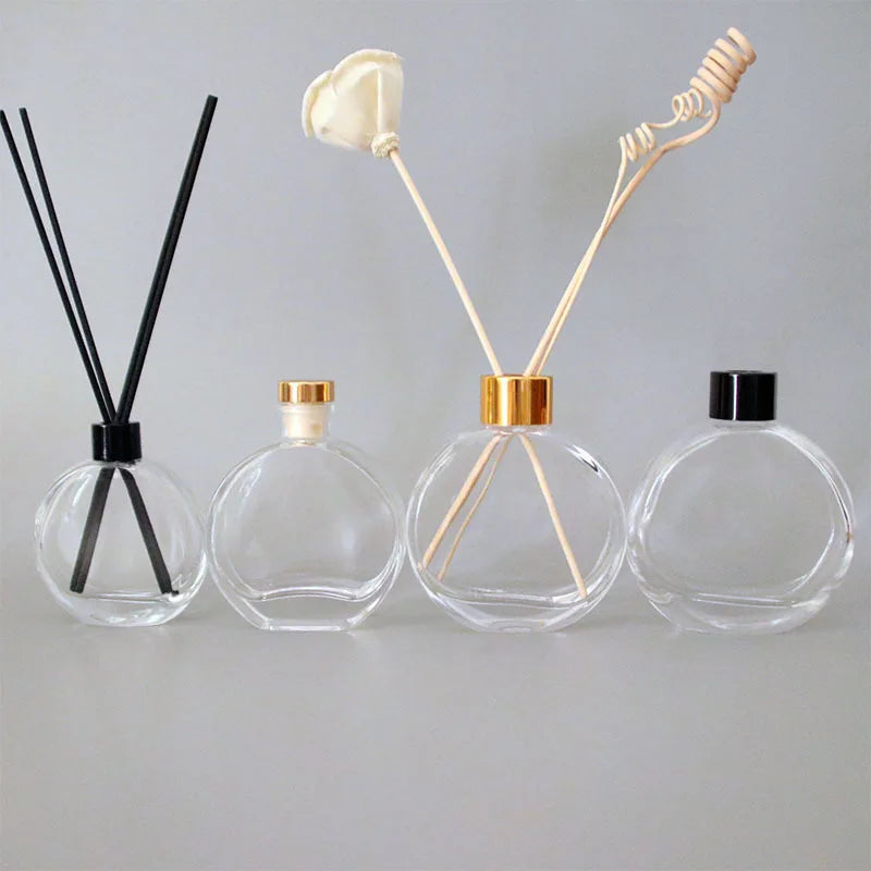 100 200ml Wholesale Luxury Diffuser Glass Bottle Home Fragrance Reed Diffuser Empty Transparent Glass Bottle with Wooden CorK
