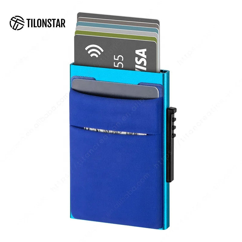 TILONSTAR TWM107b Cartera De Seguridad Hombre Rfid Card Holder Automatic Pop up Wallet Aluminum Card Holder