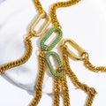 Hot Selling Vintage Style Two-tone Spliced Chain Full Diamond Oval Pendant Clavicle Chain Necklace Bracelet Earrings for Women