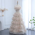 Jancember SZ532 Arabic Feather Beading Strapless A-line Evening Party Gowns Dresses