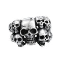 Custom Punk Style Stainless Steel Vintage Black Skull Never Fades Gothic Death Skull Stainless Black Ring for Men