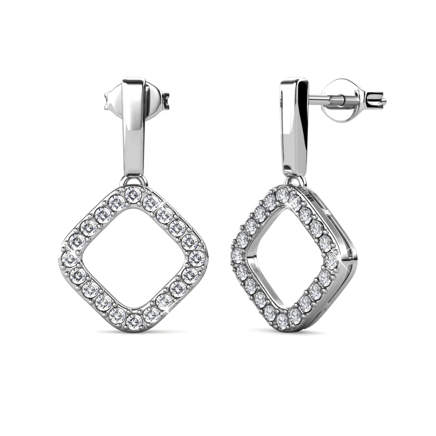 Moissanite Diamond Hypoallergenic 925 Sterling Silver Square Drop Stud Earrings Classy High End Women Jewelry Destiny Jewellery
