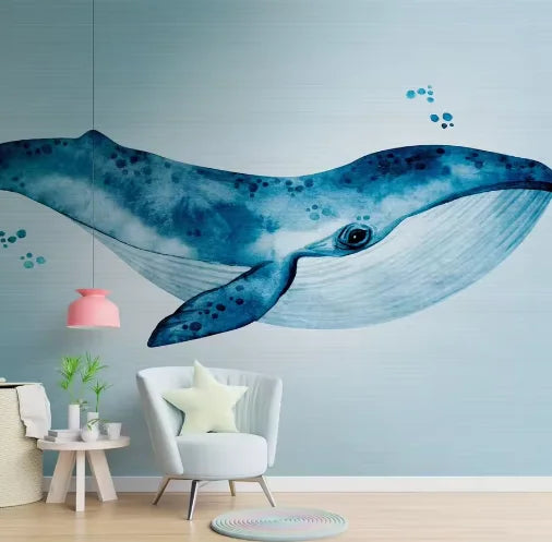 Photo Wallpaper Murals Fish Blue Non Woven Vinyl Premium Wall Mural Water Large Format for Hotel