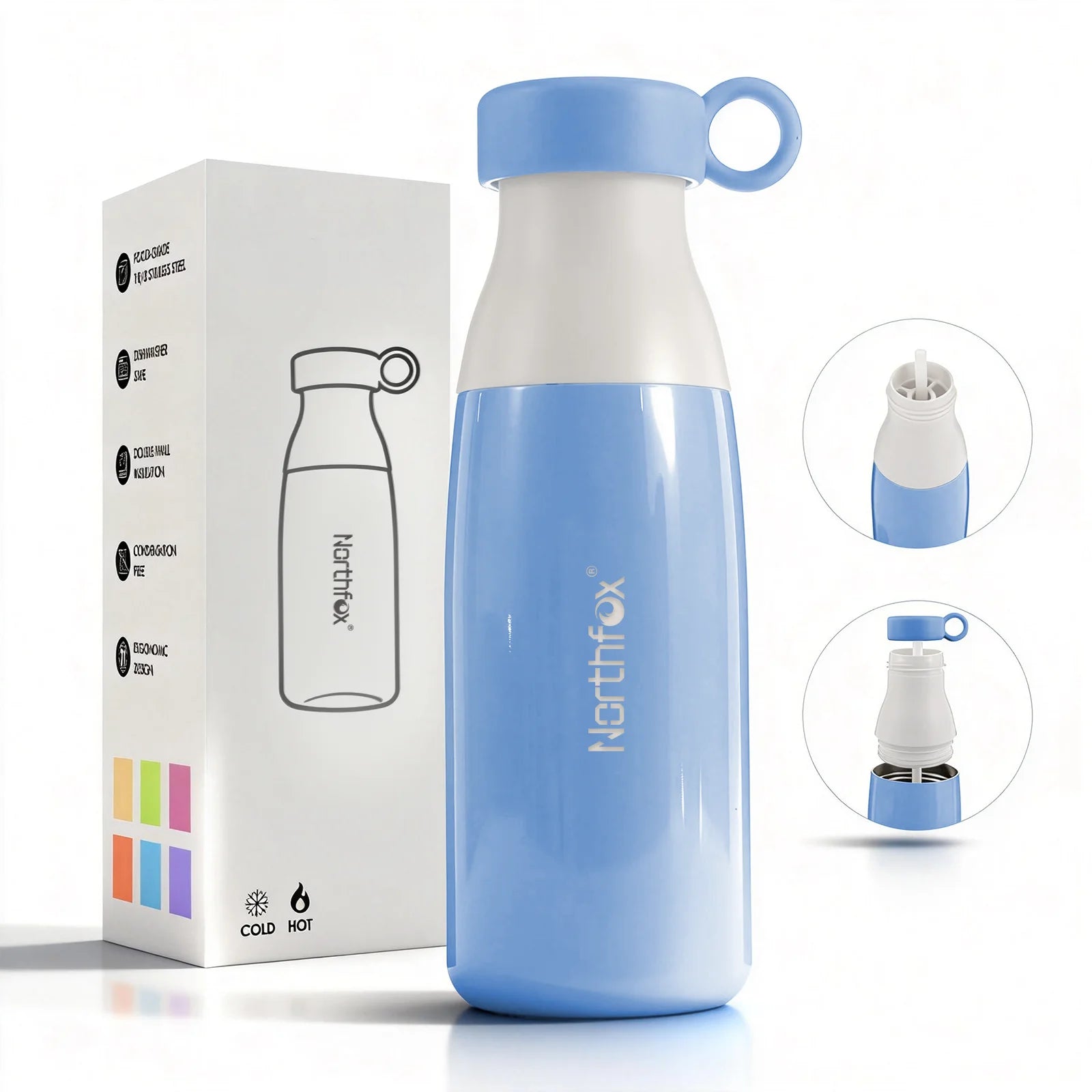 550ml Double Wall Stainless Steel Flask Kids Water Bottle BPA Free Vacuum Water Bottle with Handle Lid