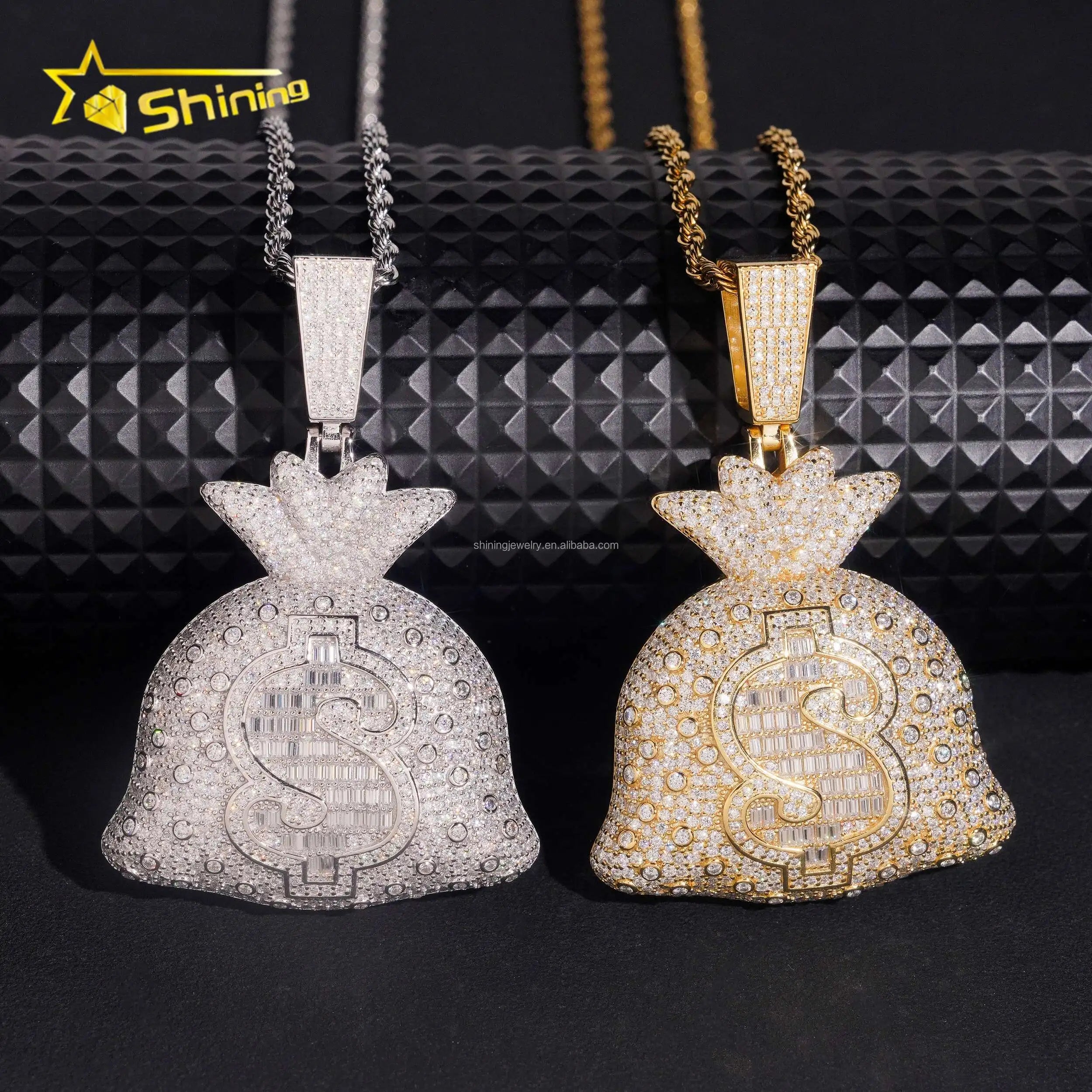 Bulk Stock Wholesale Price Hip Hop Stylish Rapper Jewelry D VVS1 Moissanite Diamond S925 Silver Iced Out US Dollars Logo Pendant