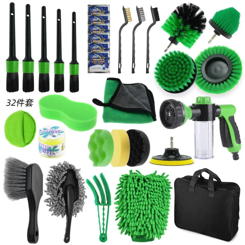 13/15pcs Factory Price Auto Micro Fiber Cleaning Towel Drill Electric Scrubber Car Cleaning Brushes