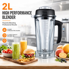 YHS 2L Stainless Steel Blade Plastic Blender Jar with Cups Strong Compatibility & Water Resistant for Hotel Use