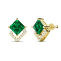 925 Silver Lab Grown Gem Stones Jewelry Green Emerald Vintage Square Gold Plated Stud Earrings for Women Destiny Jewellery