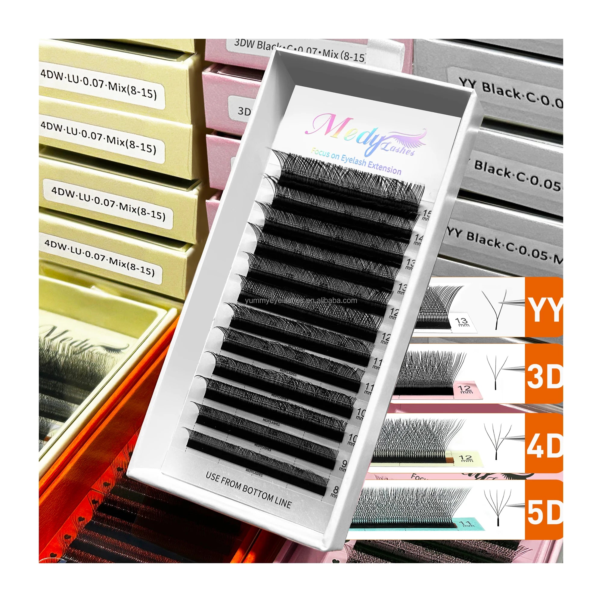 MedyLashYy W Shape Hand Made Eyelash Extensions Full 4d Lashes Premade Fan Natural Soft Light Matte Dense W Design False Eyelash