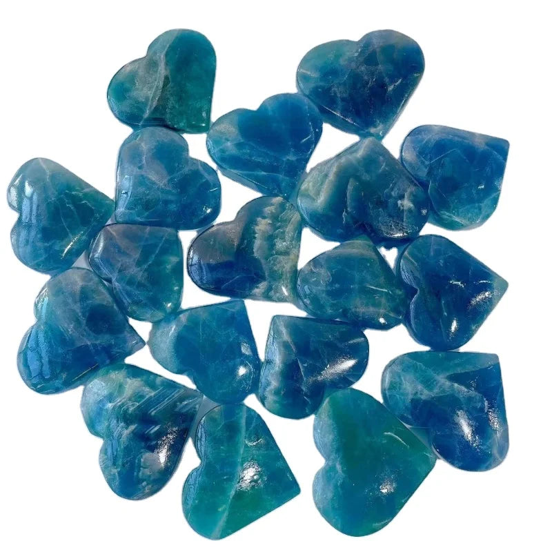 Wholesale Price Blue Fluorite Healing Throat Chakra Heart 5-6cm Polished Bulk Pocket Stones Small Gemstone Carvings Jewelry