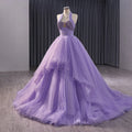 Jancember 231111 Glitter Halter Tulle Fabric Ball Gown Lilac Evening Party Dresses