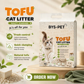 Selected Tofu Cat Litter 2KG Bagged Cat Litter BYS-PET for Retail Pet Stores and Professional Pet Supply Buyers