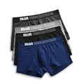 Customized Breathable Blue Cotton Boxershorts for Men Solid Color Classic Briefs Embroidered Logo Anti-Bacterial Plus Size ODM