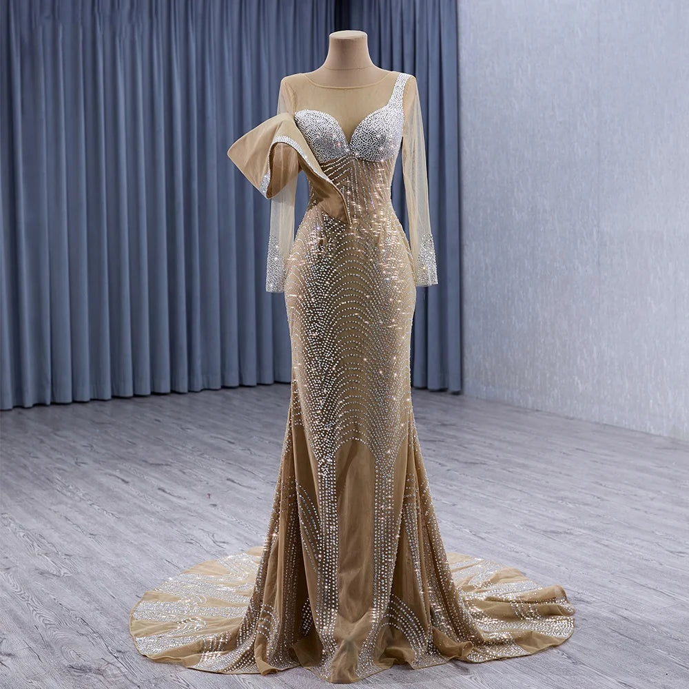 Jancember 241001 Luxury Heavy Beaded Mermaid Women's Evening Party Dresses