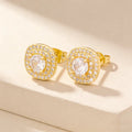 QIKU Wholesale Exquisite Square Cubic Zircon Women Stud Earrings Fashion Geometric Crystal Charm Gold Color Jewelry