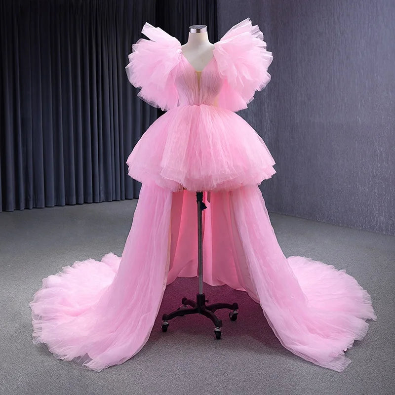Jancember 222131 Chic Short Pink Evening Women's Gowns Dresses With Train