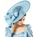 Light Blue Sinamay Wide Brim Hat With BowElegant Royal Ascot/church/wedding Fascinator for Women Photo Booth Props MegaBDM