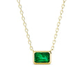 925 Sterling Silver Lab Grown Vivid Green Emerald Gold Simple Solitaire Pendant Necklace Jewelry for Women Destiny Jewellery