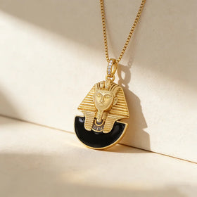 QIKU Portrait of Ancient Egyptian Pharaoh Pendant Women Necklace Copper Zircon Jewelry Accessories Gift Wholesale Dropshipping