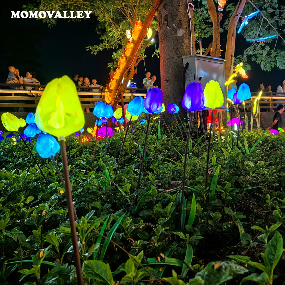 Outdoor garden decor Artificial plastic simulates plant christmas Lighting lights fairy waterproof led tulip flower lights