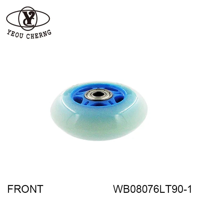 YEOU CHERNG Scooter Wheel WB08076LT90-1 76mm Blue Transparent Polyurethane with Ball Bearing for Kick Scooters MegaBDM
